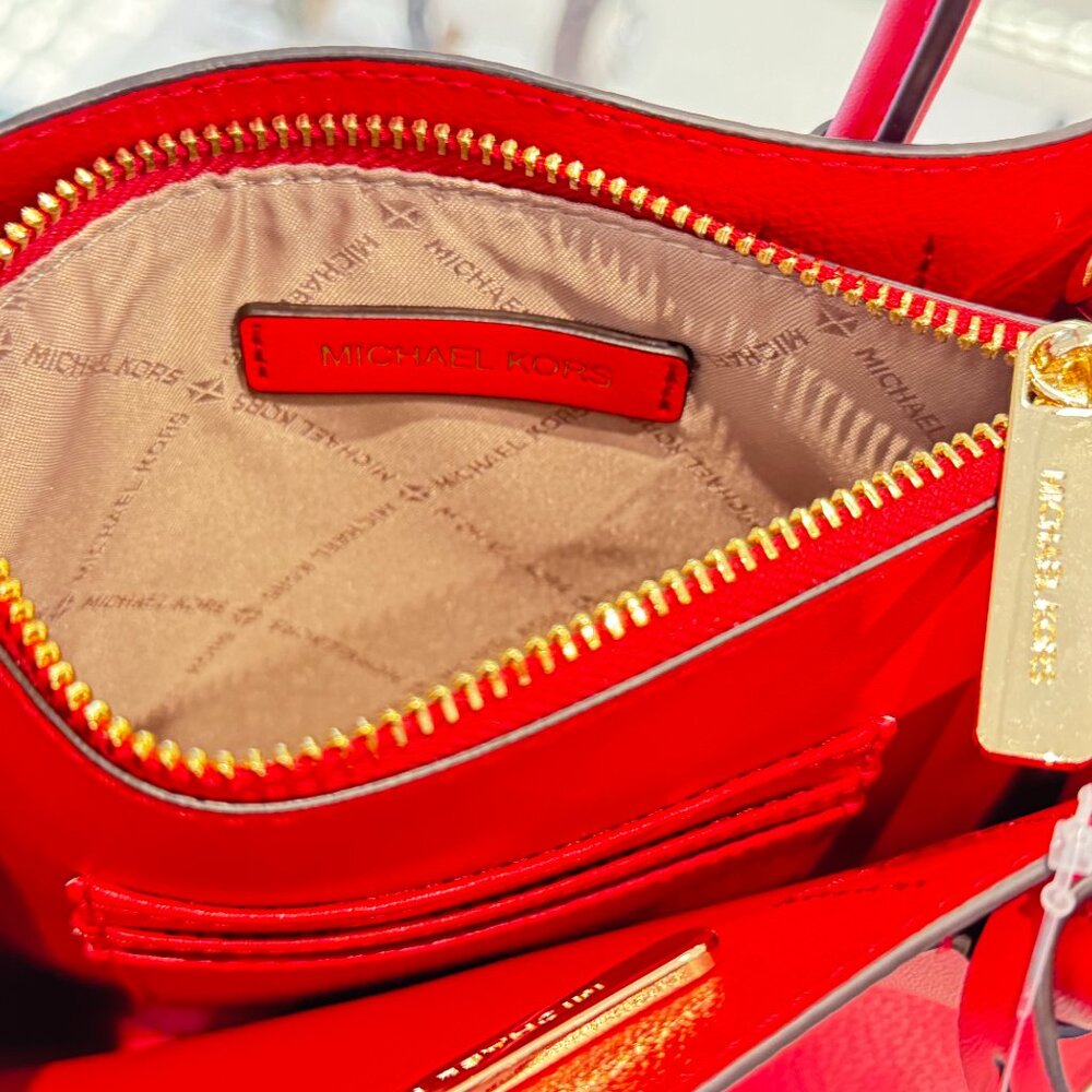 Michael Kors Mercer Medium Satchel Shoulder Crossbody Bag Bright Red - Picture 11 of 13
